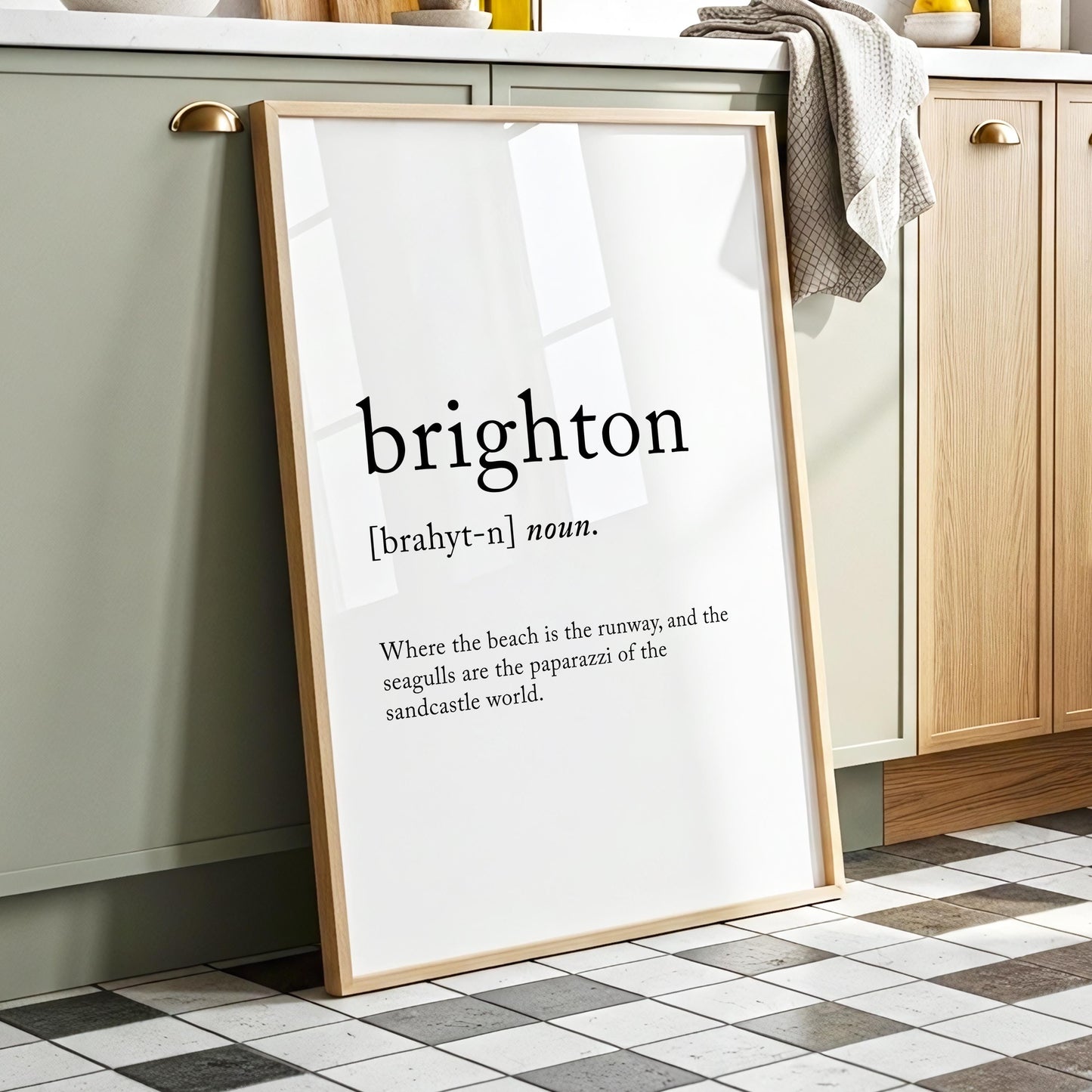 Brighton Funny Definition Quote Wall Art · Minimalist Home Decor · Large Wall Decor · Framed Poster Print & Canvas United Kingdom Gifts