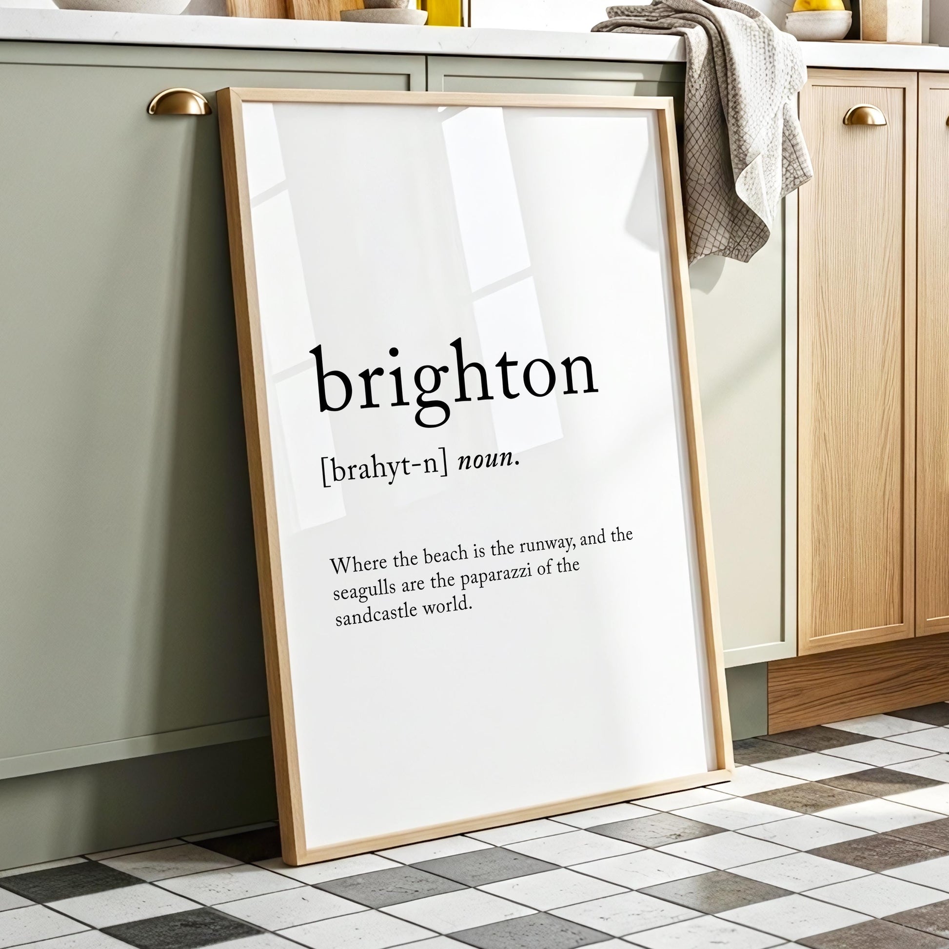 Brighton Funny Definition Quote Wall Art · Minimalist Home Decor · Large Wall Decor · Framed Poster Print & Canvas United Kingdom Gifts