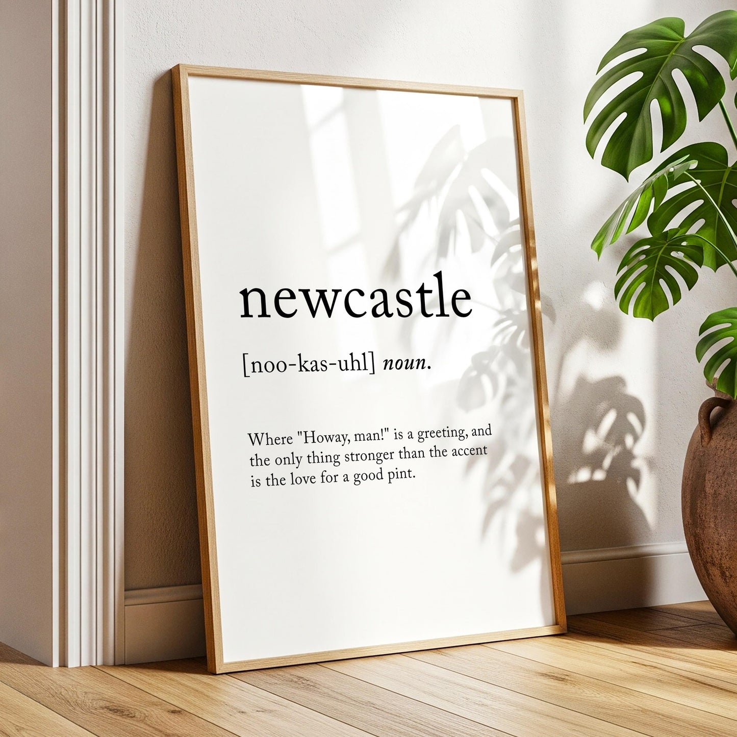 Newcastle Funny Definition Quote Wall Art · Minimalist Home Decor · Large Wall Decor · Framed Poster Print & Canvas United Kingdom Gifts