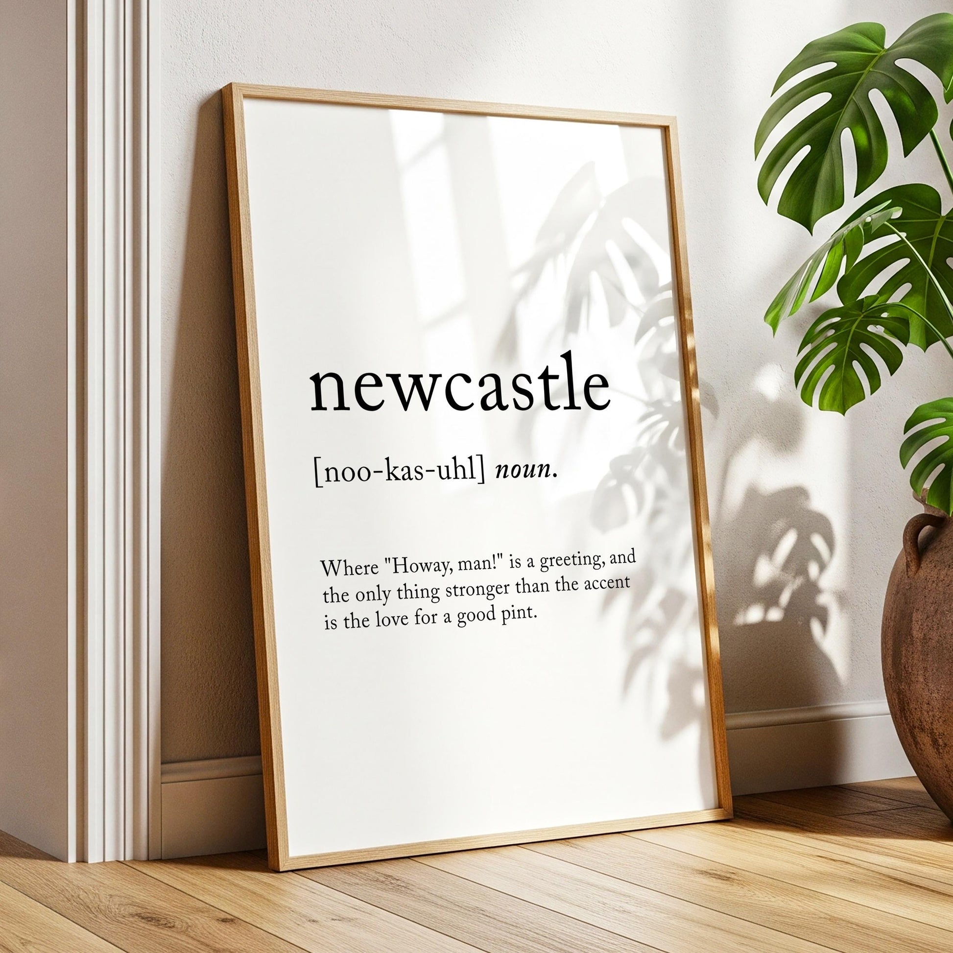 Newcastle Funny Definition Quote Wall Art · Minimalist Home Decor · Large Wall Decor · Framed Poster Print & Canvas United Kingdom Gifts