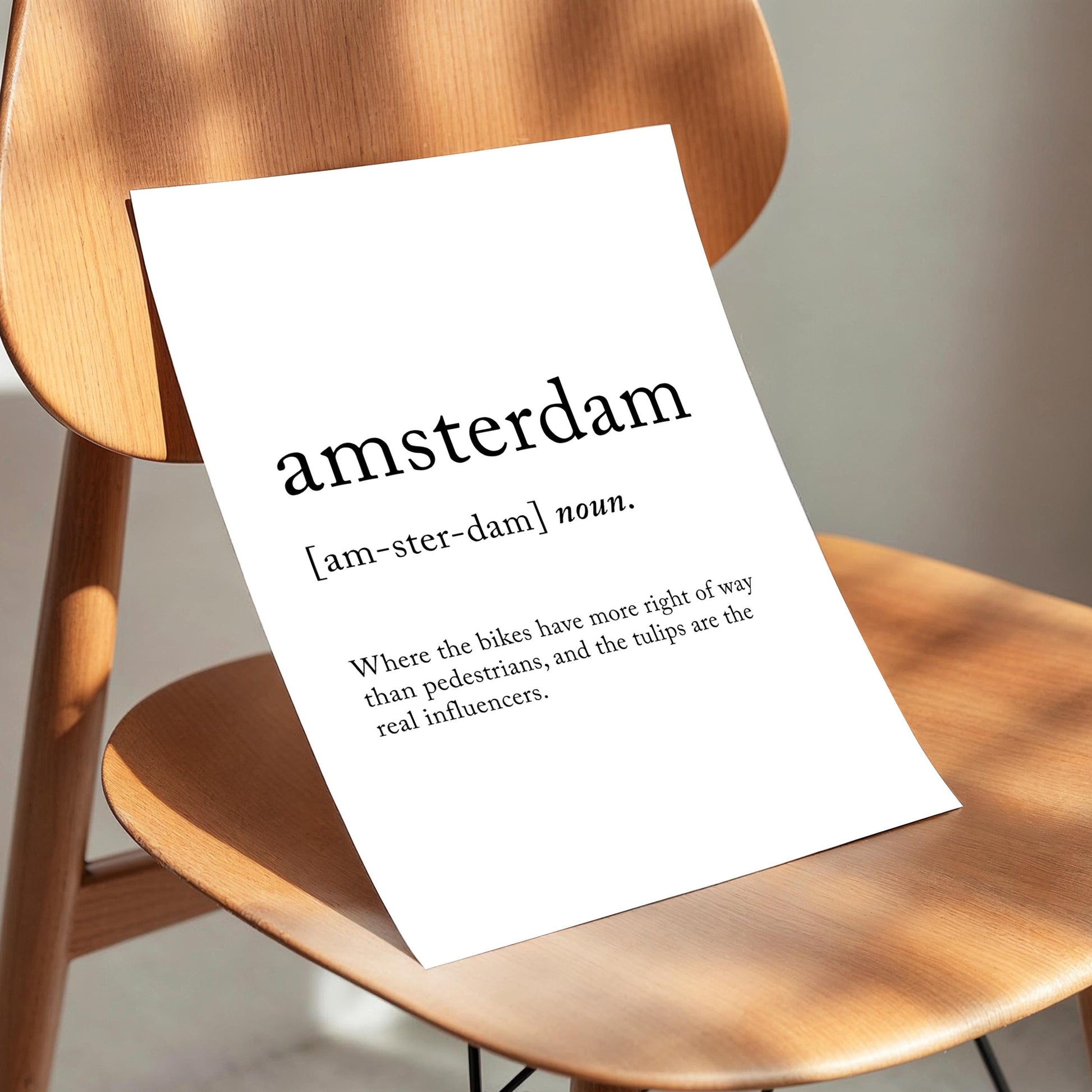 Amsterdam Funny Definition Quote Wall Art · Minimalist Home Decor · Large Wall Decor · Framed Poster Print & Canvas Netherlands Gifts