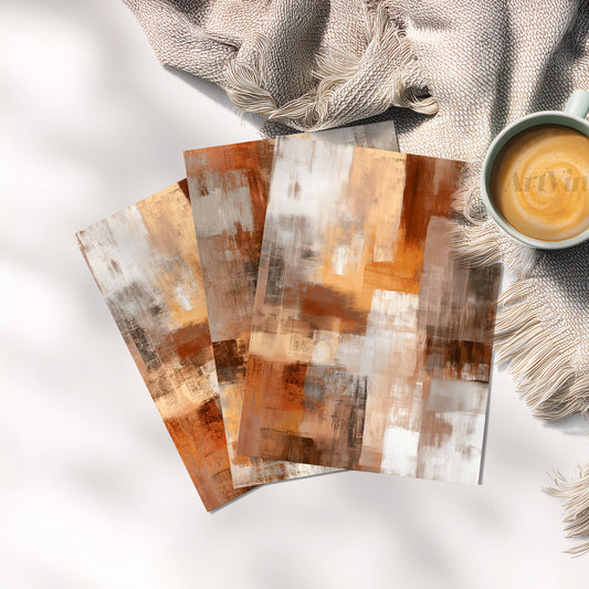 Abstract Triptych Wall Art Set of 3, Rust Terracotta Neutral Canvas Prints, Modern Minimalist Wall Decor, 3 Panel Art