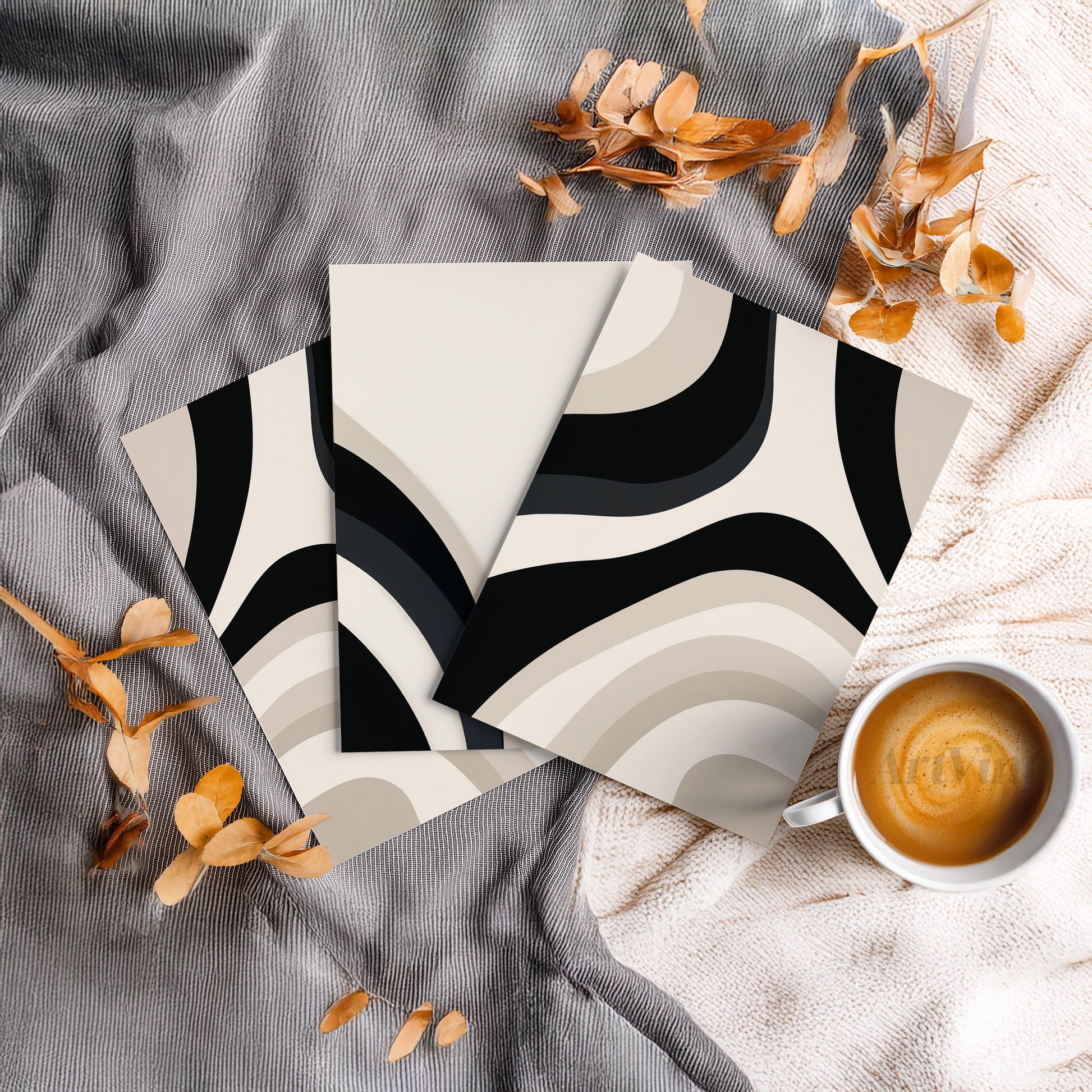 Black Beige Triptych Wall Art Set of 3, Abstract Arches Prints, Modern Minimalist Wall Decor, 3 Panel Artwork Gifts