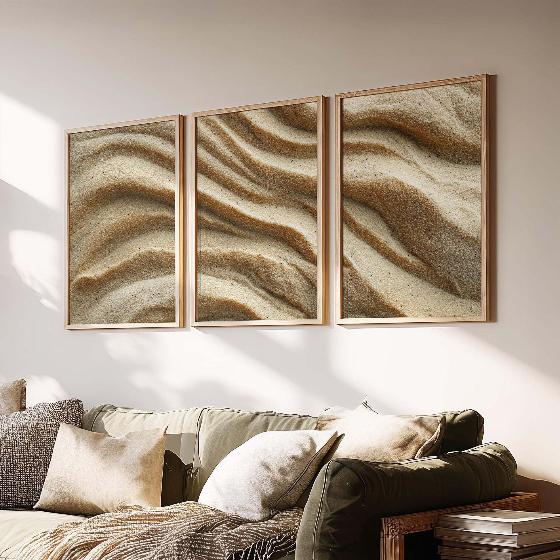 Neutral Sand Dunes Triptych Wall Art Set of 3 | Beige Minimal Texture Prints | Modern Coastal Boho Wall Decor | 3 Panel Art