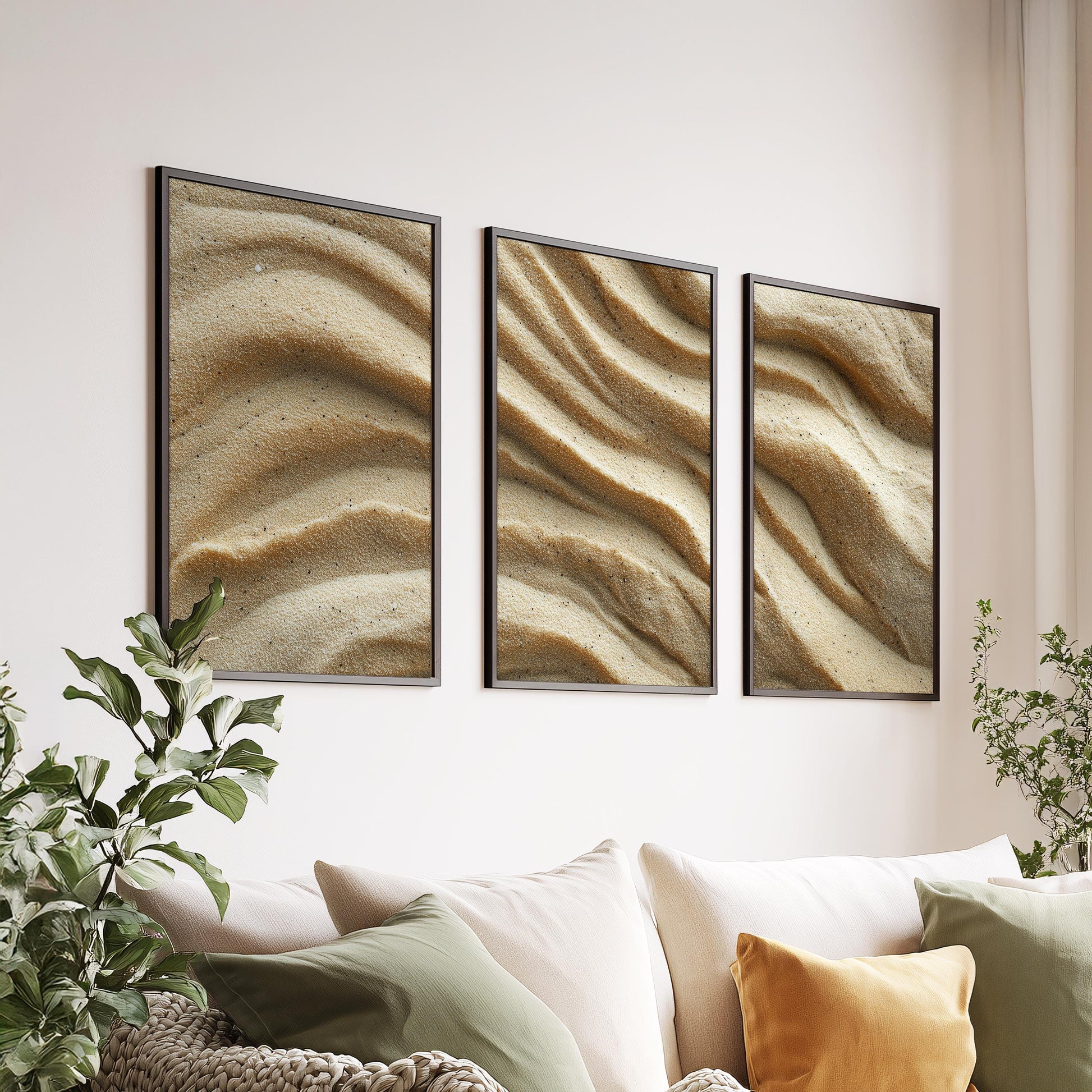 Neutral Sand Dunes Triptych Wall Art Set of 3 | Beige Minimal Texture Prints | Modern Coastal Boho Wall Decor | 3 Panel Art