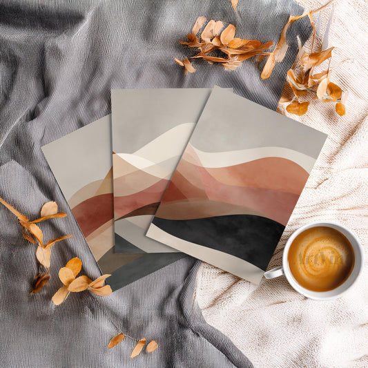 Abstract Wave Triptych Wall Art Set of 3 | Warm Earth Tone Prints | Modern Minimal Boho Wall Decor | Neutral 3 Panel Art