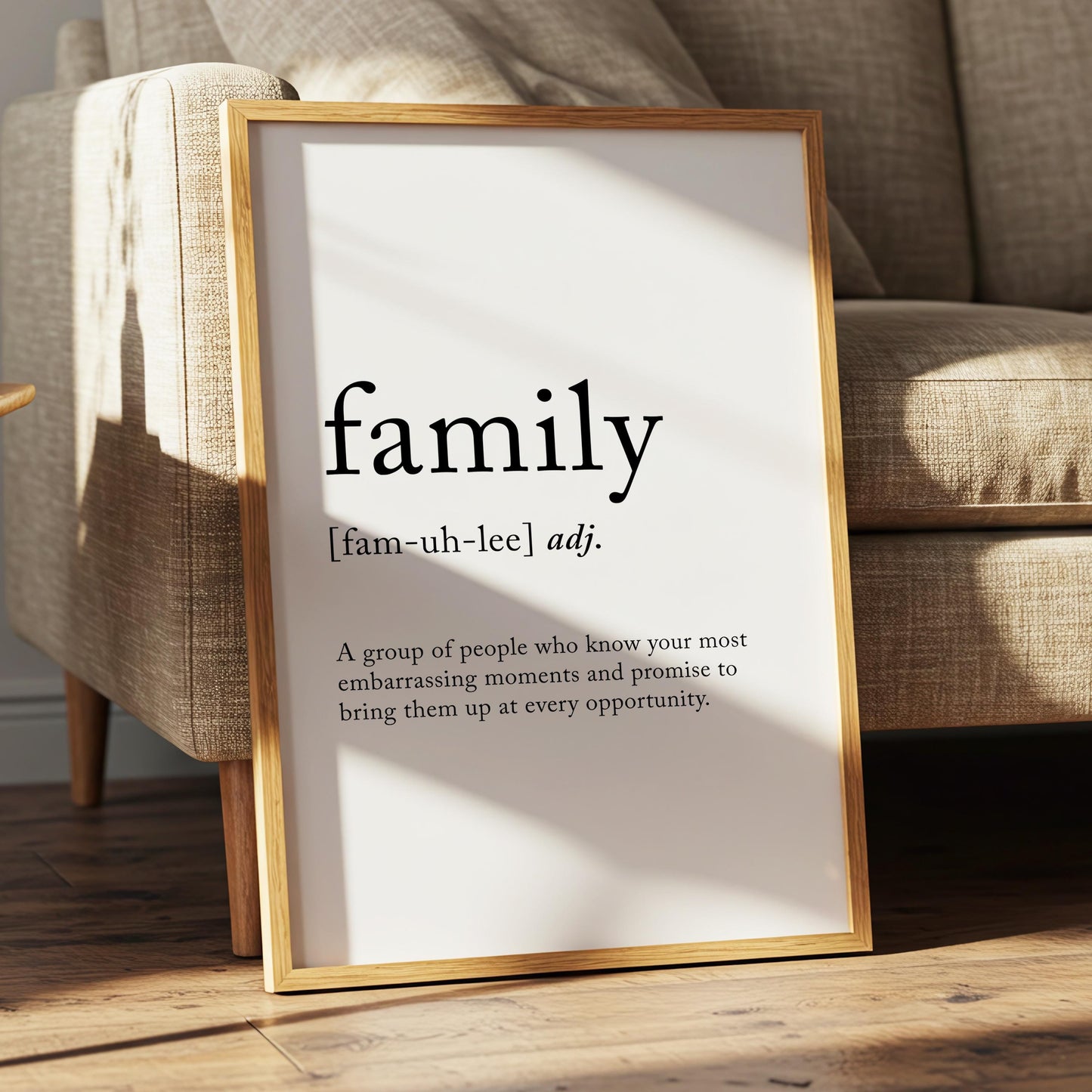 Family Funny Definition Quote Wall Art · Minimalist Home Decor · Large Wall Decor · Framed Poster Print & Canvas Family Gifts