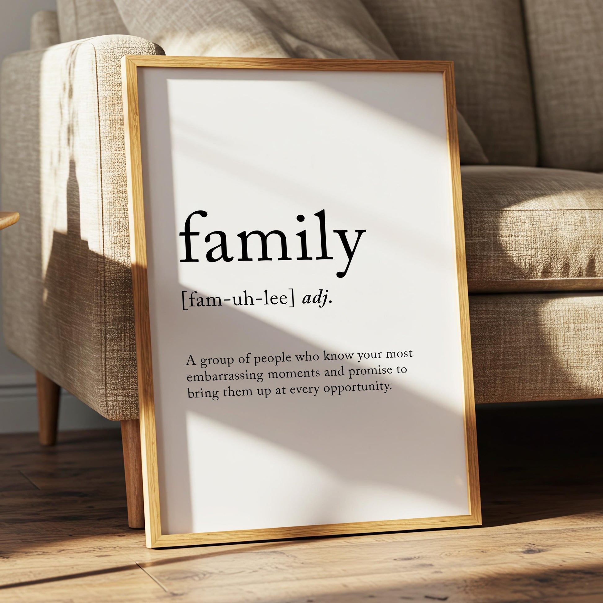 Family Funny Definition Quote Wall Art · Minimalist Home Decor · Large Wall Decor · Framed Poster Print & Canvas Family Gifts
