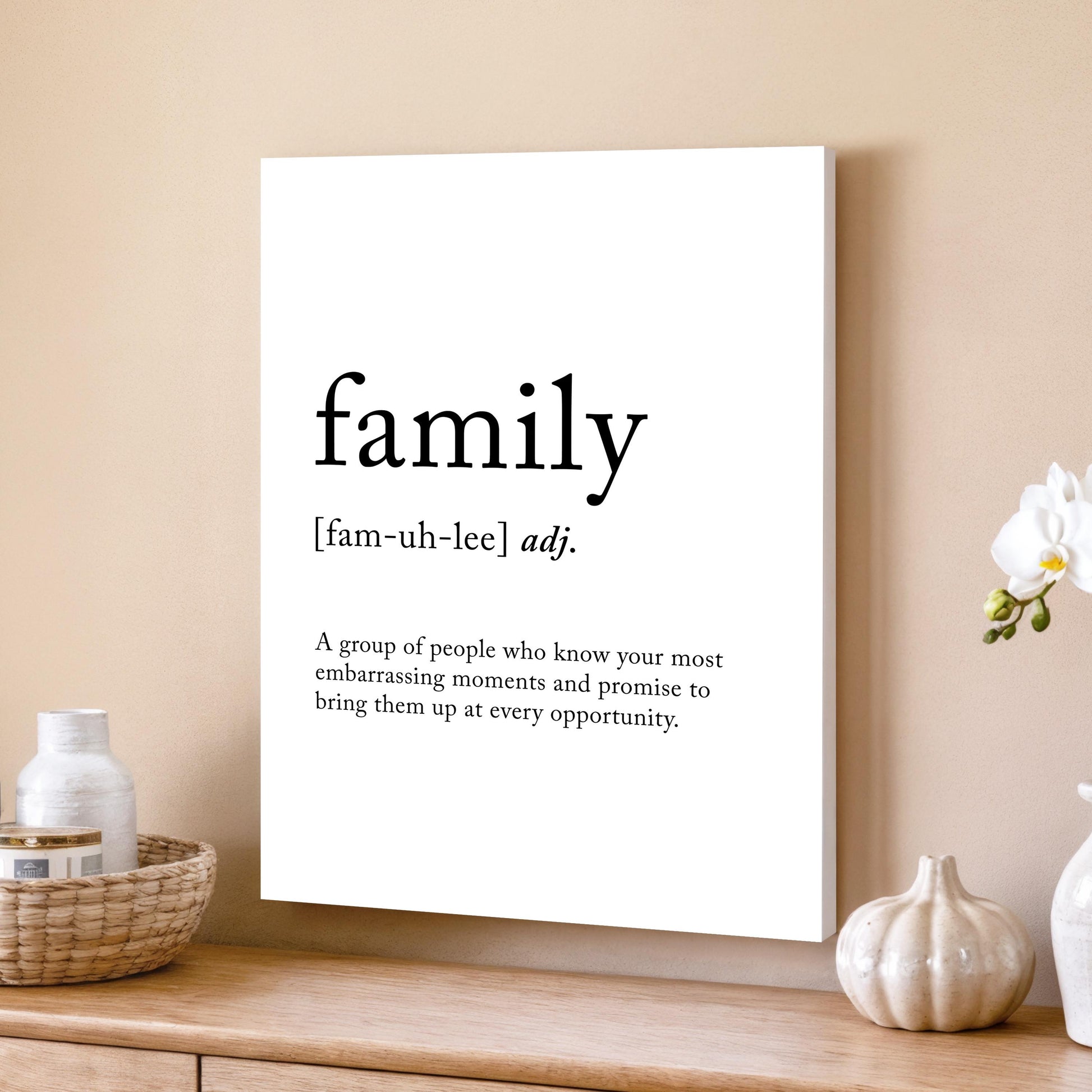 Family Funny Definition Quote Wall Art · Minimalist Home Decor · Large Wall Decor · Framed Poster Print & Canvas Family Gifts