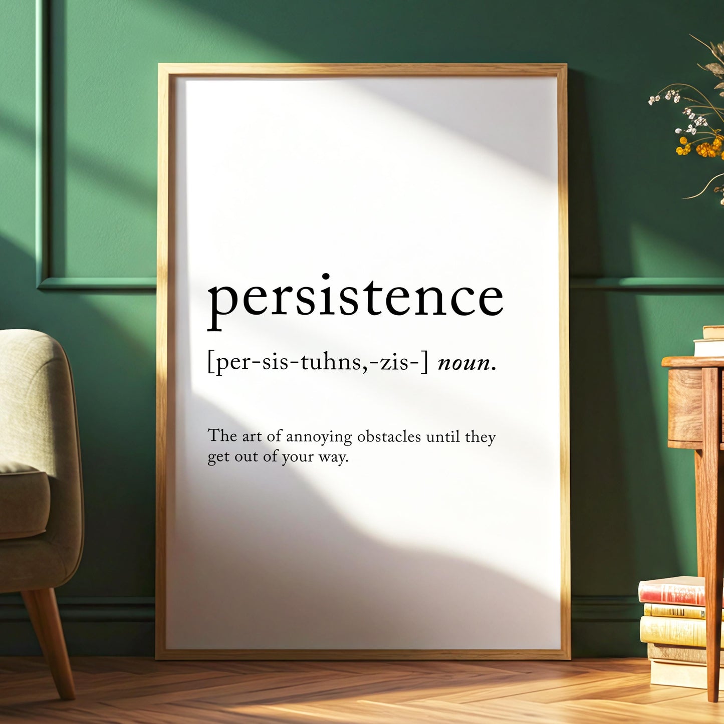 Persistence Funny Definition Quote Wall Art · Minimalist Home Decor · Large Wall Decor · Framed Poster Print & Canvas Persistence Gifts