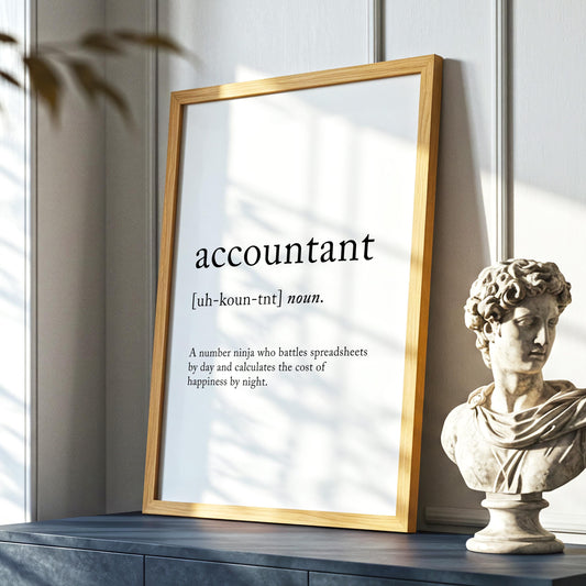 Accountant Funny Definition Quote Wall Art · Minimalist Home Decor · Large Wall Decor · Framed Poster Print & Canvas Accountant Gifts