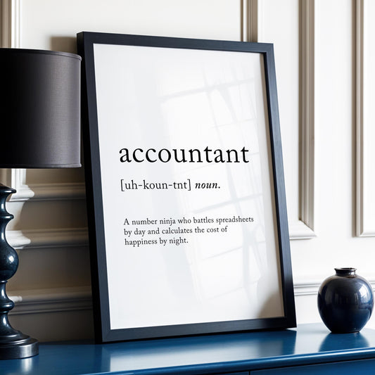 Accountant Funny Definition Quote Wall Art · Minimalist Home Decor · Large Wall Decor · Framed Poster Print & Canvas Accountant Gifts