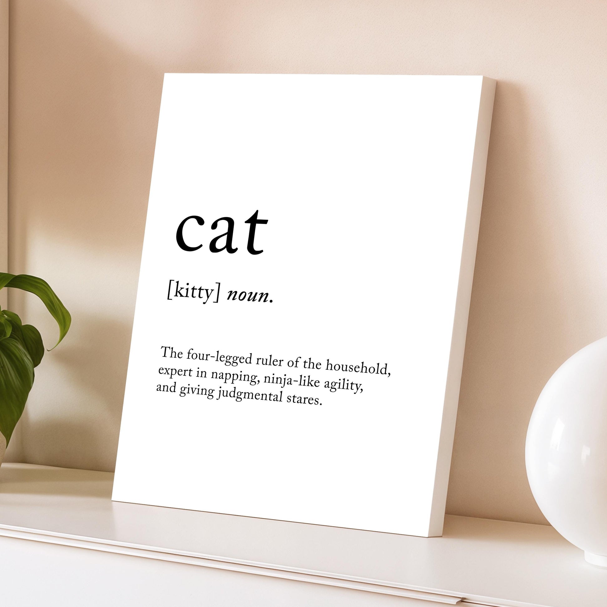Cat Funny Definition Quote Wall Art · Minimalist Home Decor · Large Wall Decor · Framed Poster Print & Canvas Cat Gifts