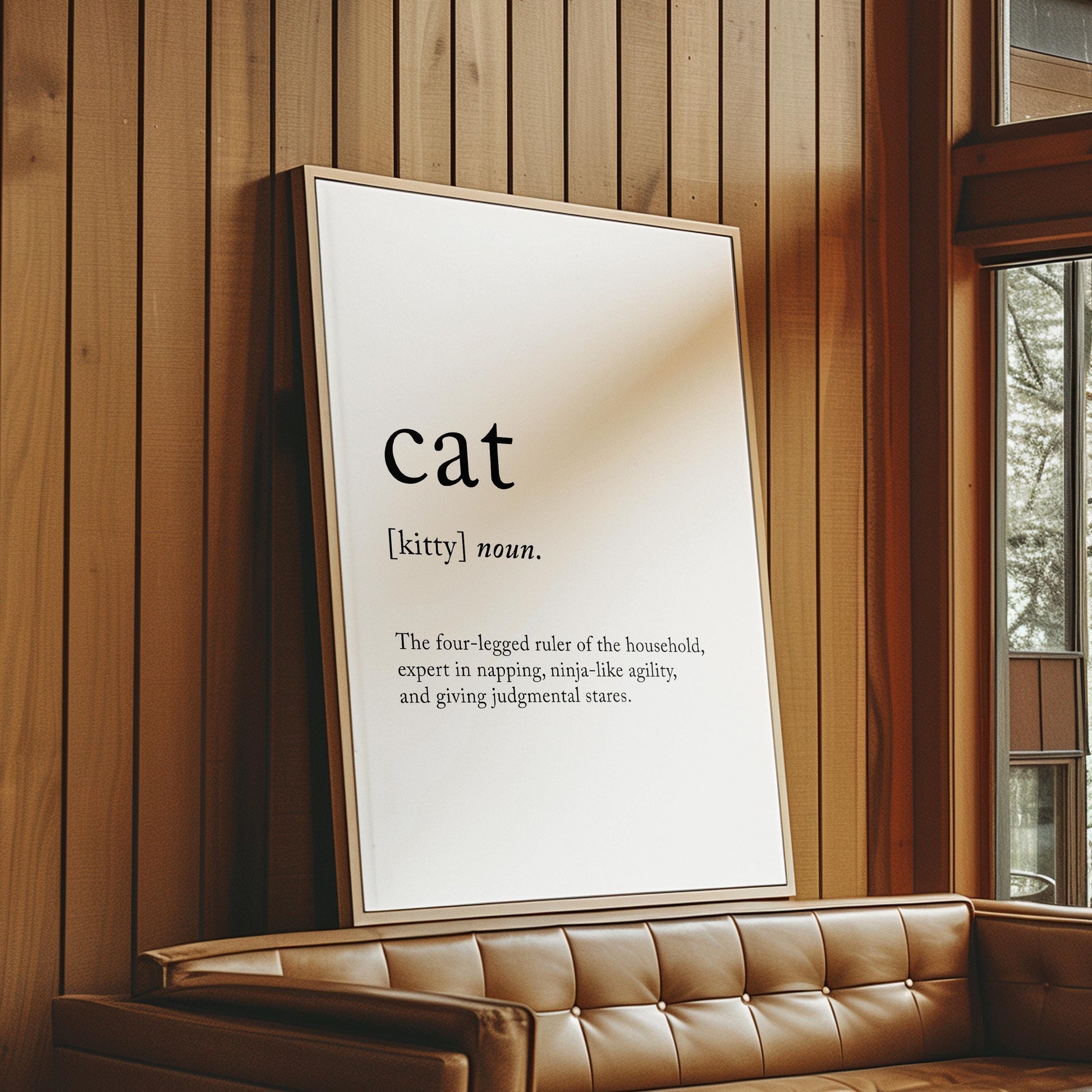 Cat Funny Definition Quote Wall Art · Minimalist Home Decor · Large Wall Decor · Framed Poster Print & Canvas Cat Gifts
