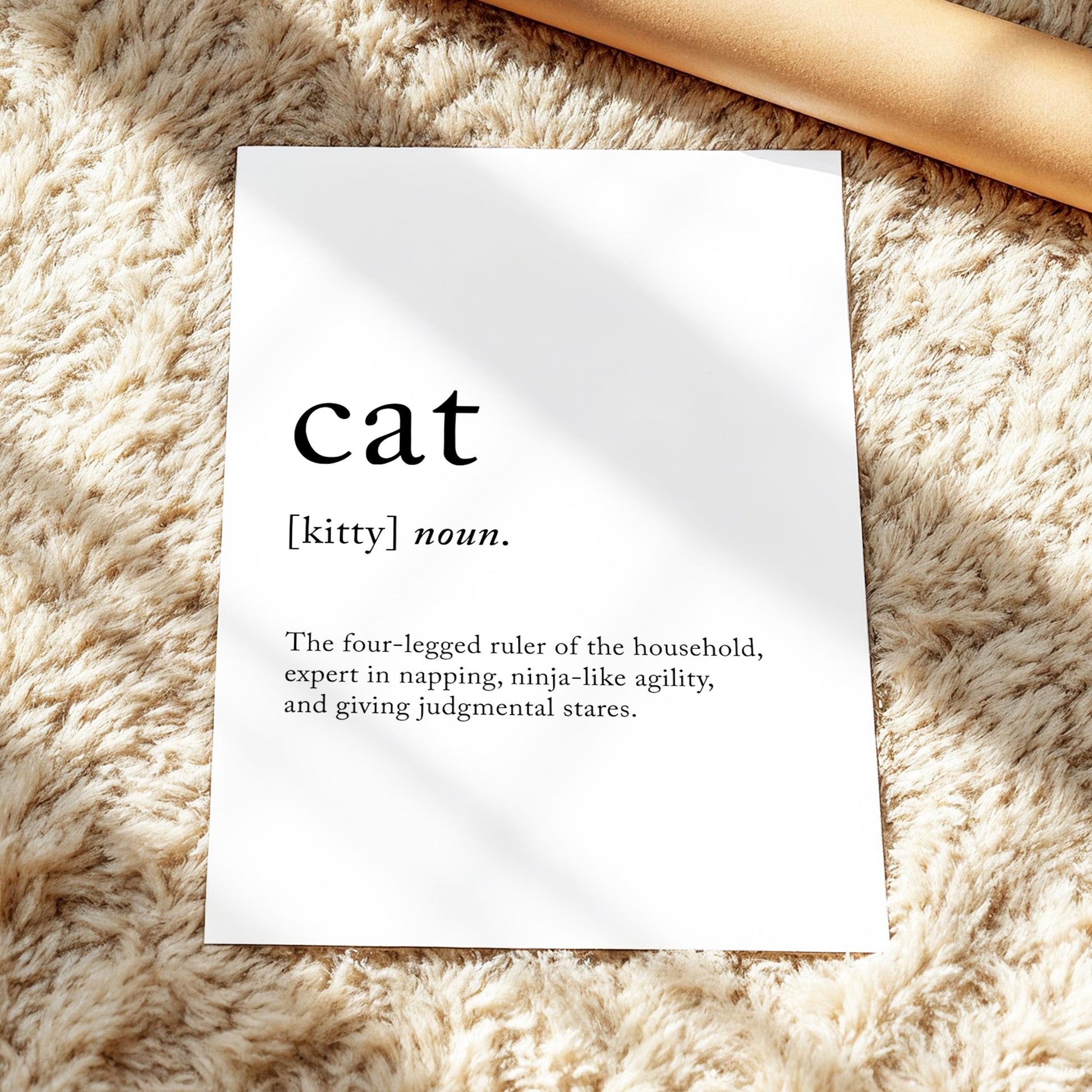 Cat Funny Definition Quote Wall Art · Minimalist Home Decor · Large Wall Decor · Framed Poster Print & Canvas Cat Gifts