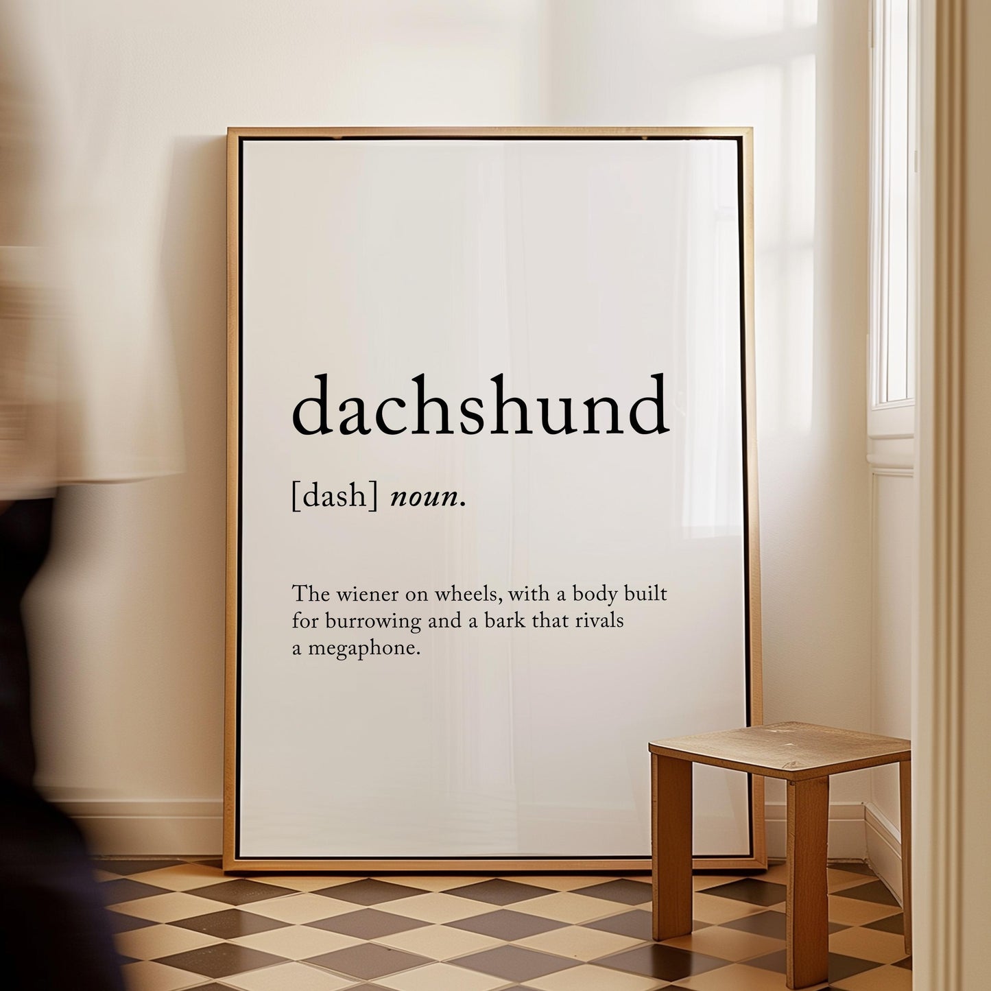 Dachshund Funny Definition Quote Wall Art · Minimalist Home Decor · Large Wall Decor · Framed Poster Print & Canvas Dachshund Gifts