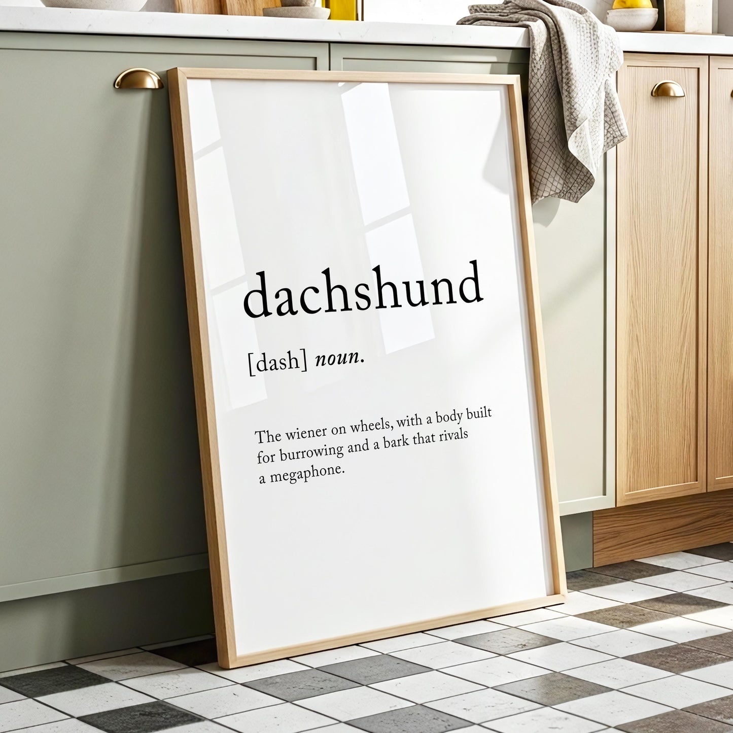 Dachshund Funny Definition Quote Wall Art · Minimalist Home Decor · Large Wall Decor · Framed Poster Print & Canvas Dachshund Gifts