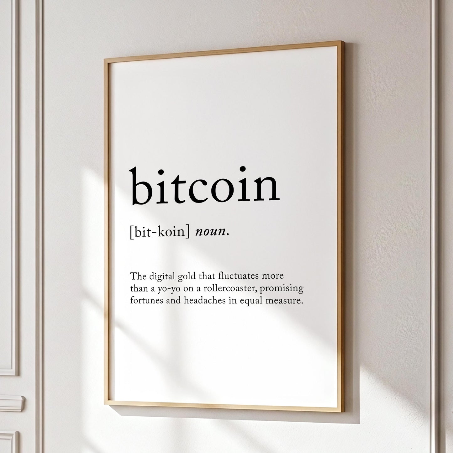 Bitcoin Funny Definition Quote Wall Art · Minimalist Home Decor · Large Wall Decor · Framed Poster Print & Canvas Finance Crypto Gifts
