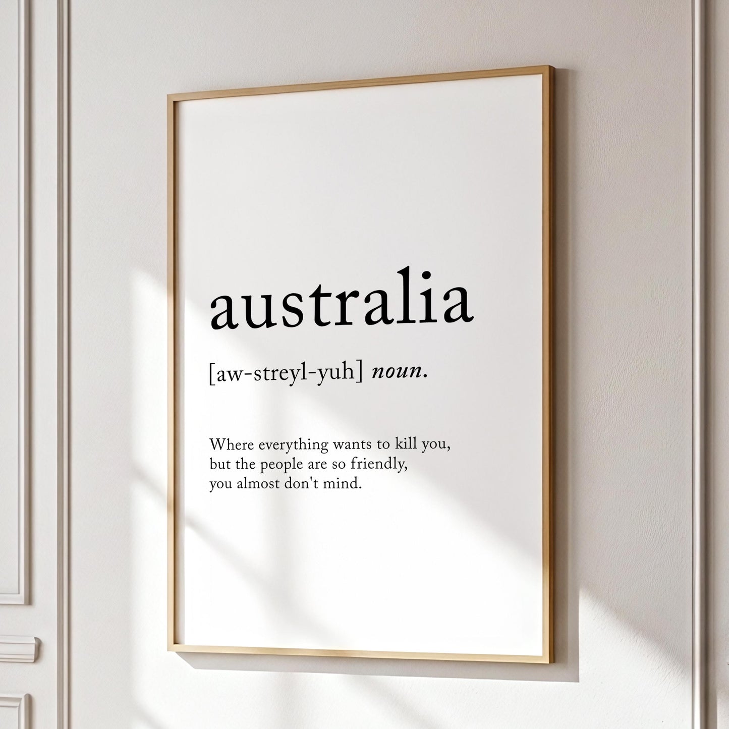 Australia Funny Definition Quote Wall Art · Minimalist Home Decor · Large Wall Decor · Framed Poster Print & Canvas Country Gifts
