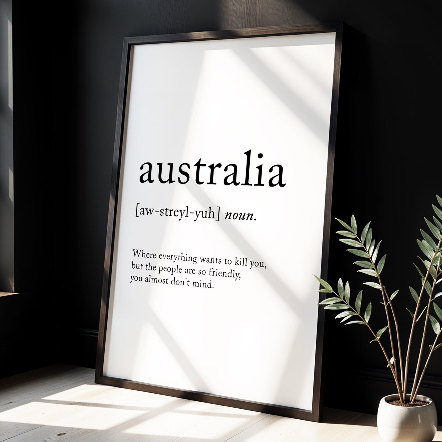 Australia Funny Definition Quote Wall Art · Minimalist Home Decor · Large Wall Decor · Framed Poster Print & Canvas Country Gifts