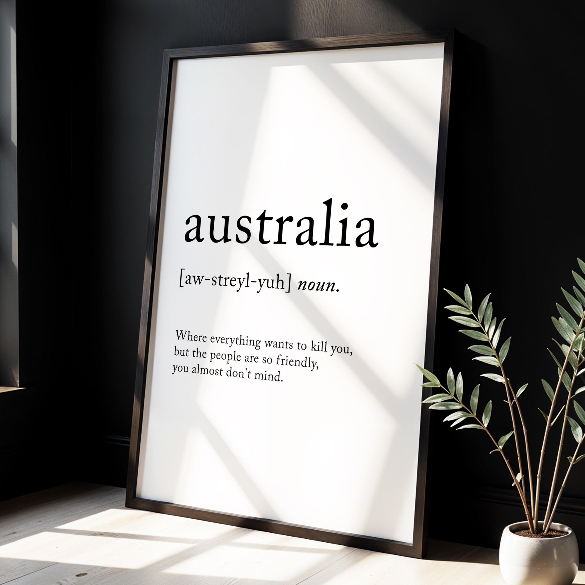 Australia Funny Definition Quote Wall Art · Minimalist Home Decor · Large Wall Decor · Framed Poster Print & Canvas Country Gifts