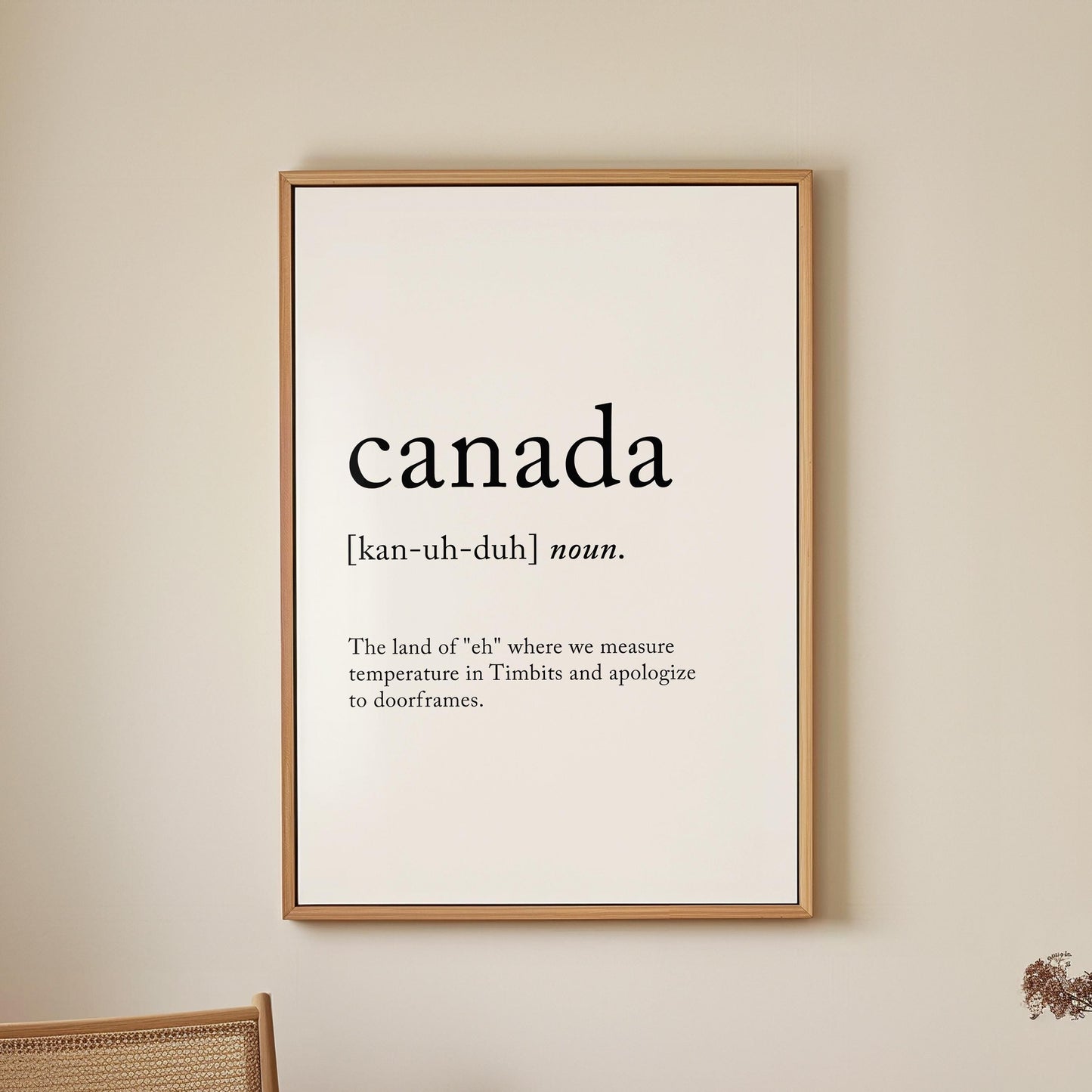 Canada Funny Definition Quote Wall Art · Minimalist Home Decor · Large Wall Decor · Framed Poster Print & Canvas Country Gifts