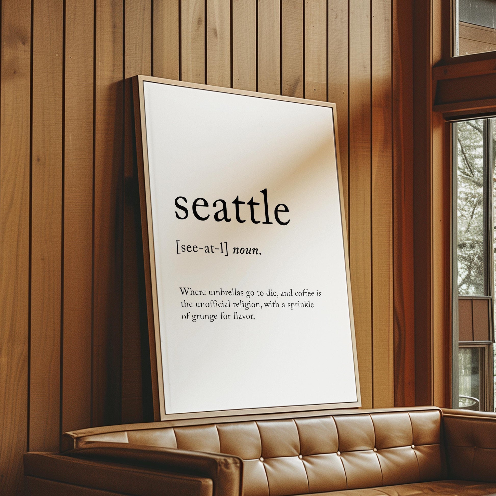 Seattle Funny Definition Quote Wall Art · Minimalist Home Decor · Large Wall Decor · Framed Poster Print & Canvas United States Gifts