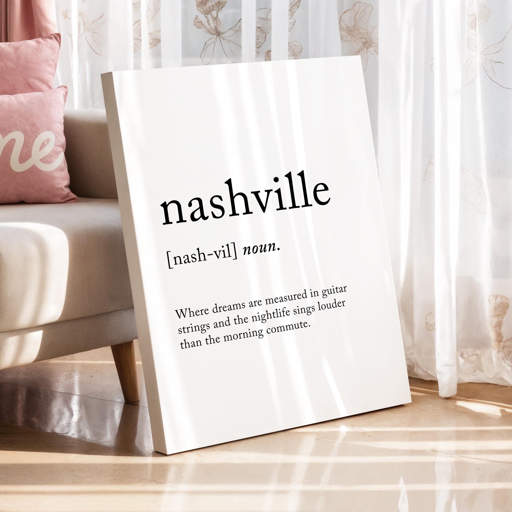 Nashville Funny Definition Quote Wall Art · Minimalist Home Decor · Large Wall Decor · Framed Poster Print & Canvas United States Gifts