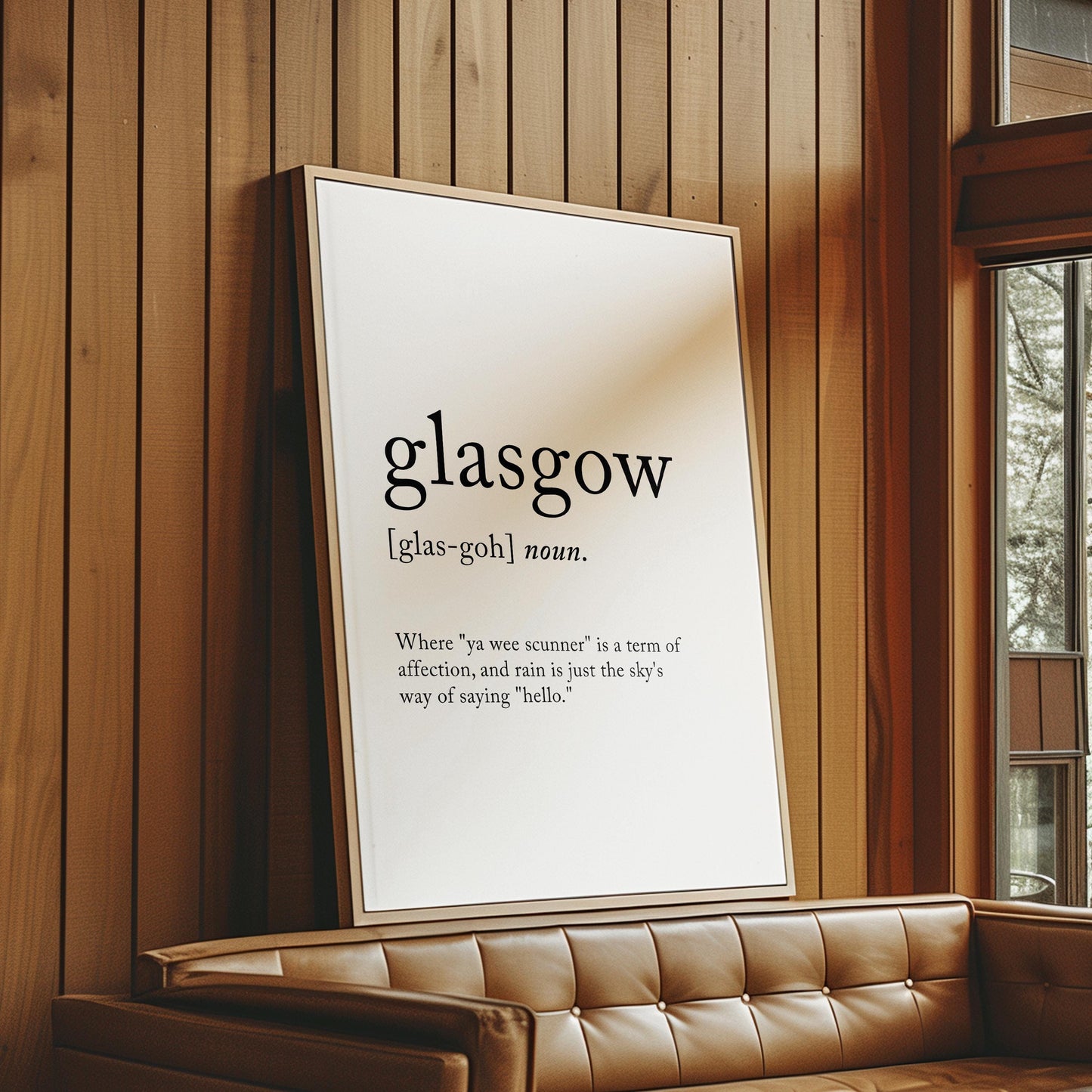 Glasgow Funny Definition Quote Wall Art · Minimalist Home Decor · Large Wall Decor · Framed Poster Print & Canvas Scotland Gifts