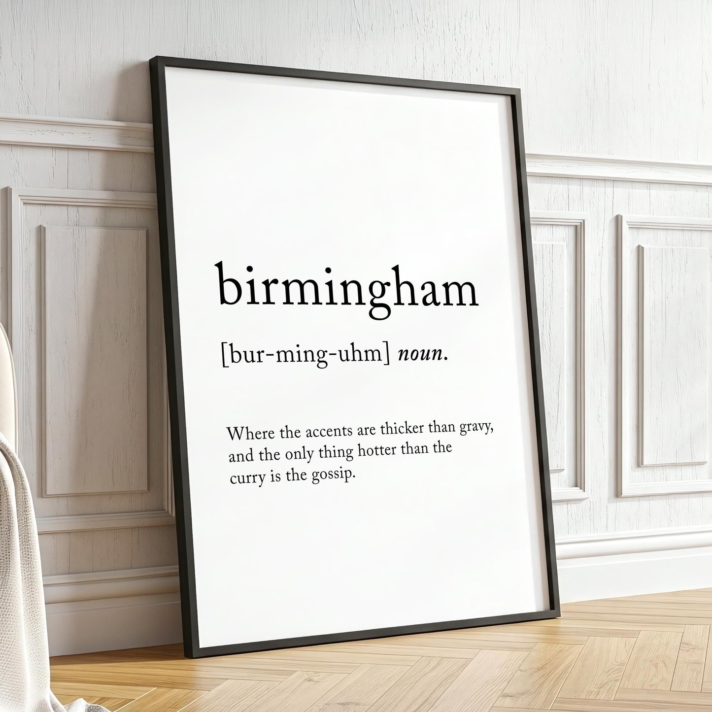 Birmingham Funny Definition Quote Wall Art · Minimalist Home Decor · Large Wall Decor · Framed Poster Print & Canvas United Kingdom Gifts