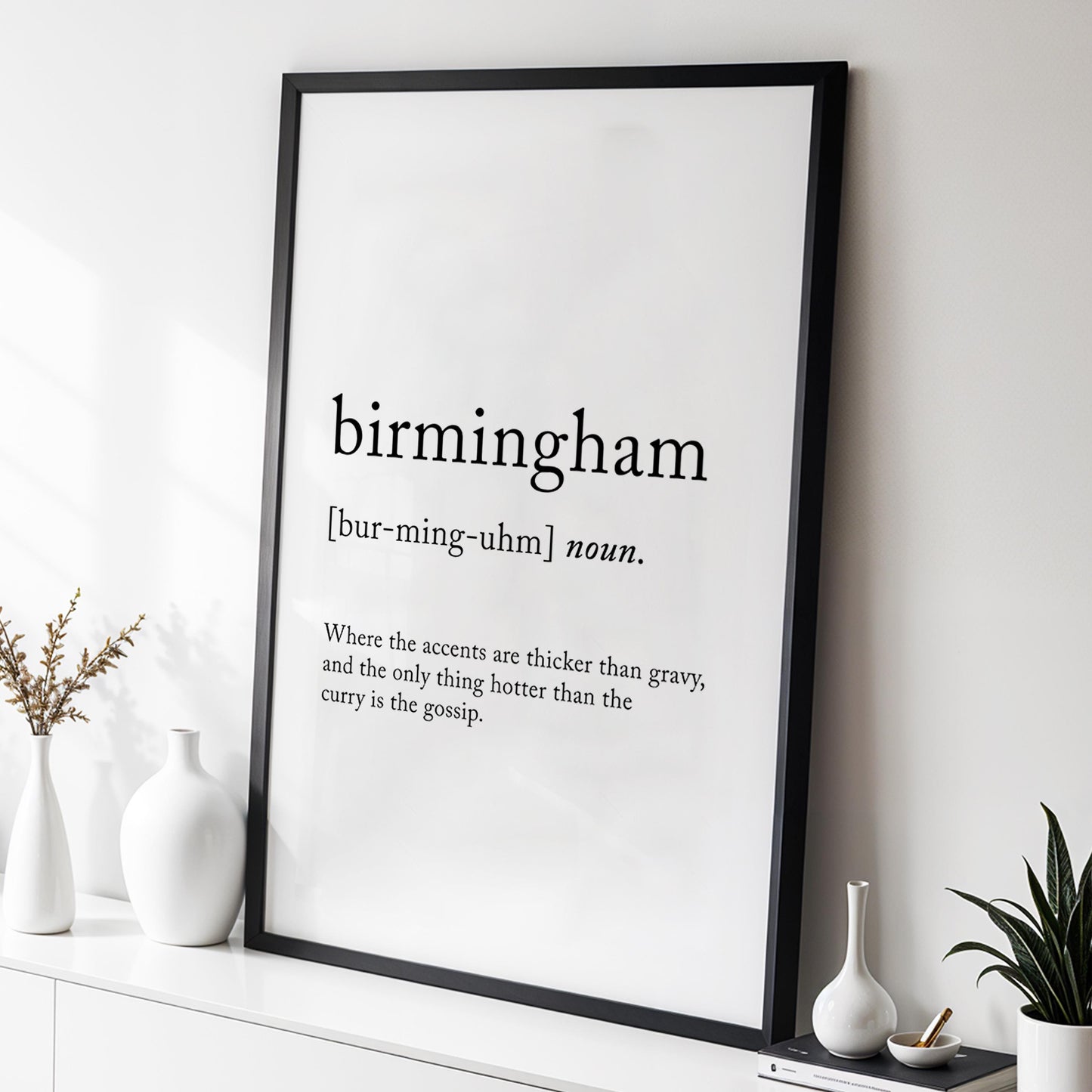 Birmingham Funny Definition Quote Wall Art · Minimalist Home Decor · Large Wall Decor · Framed Poster Print & Canvas United Kingdom Gifts