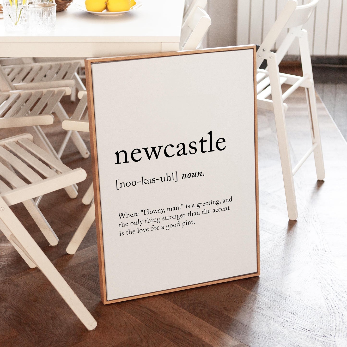 Newcastle Funny Definition Quote Wall Art · Minimalist Home Decor · Large Wall Decor · Framed Poster Print & Canvas United Kingdom Gifts