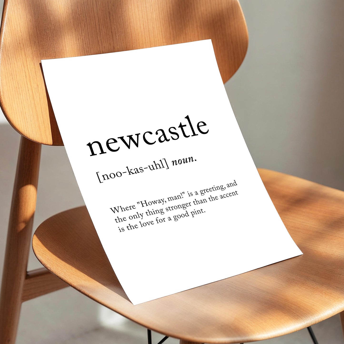 Newcastle Funny Definition Quote Wall Art · Minimalist Home Decor · Large Wall Decor · Framed Poster Print & Canvas United Kingdom Gifts