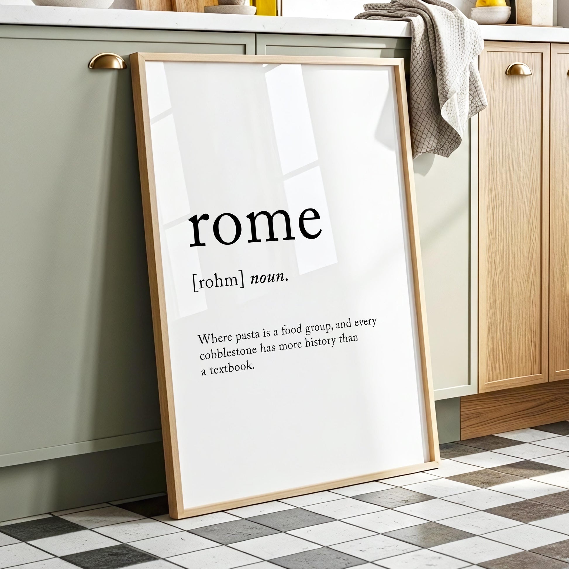 Rome Funny Definition Quote Wall Art · Minimalist Home Decor · Large Wall Decor · Framed Poster Print & Canvas Italy Gifts
