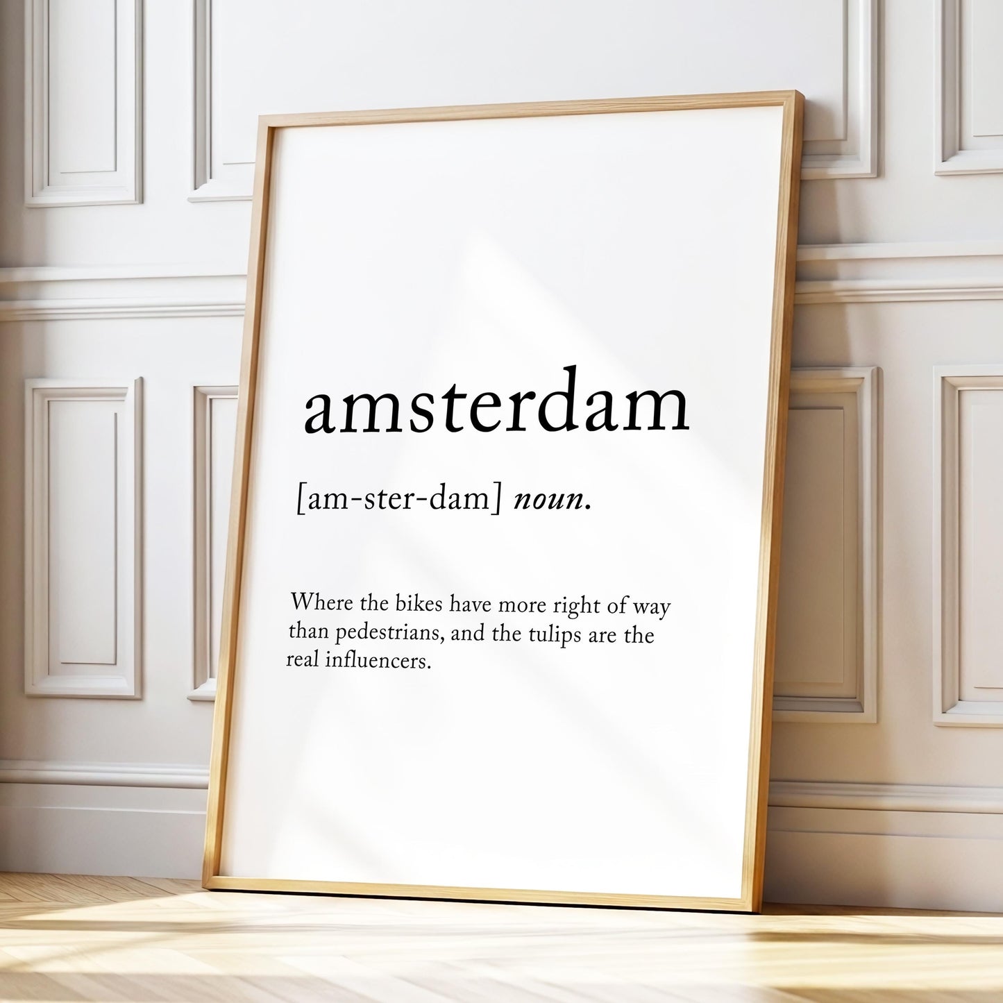Amsterdam Funny Definition Quote Wall Art · Minimalist Home Decor · Large Wall Decor · Framed Poster Print & Canvas Netherlands Gifts