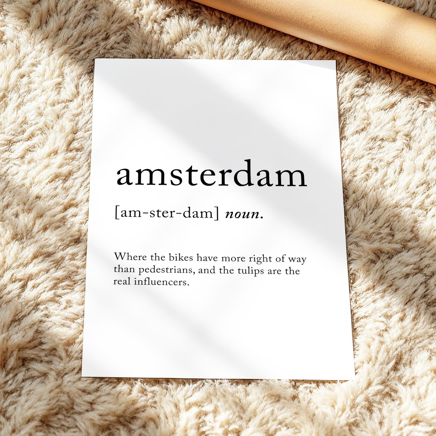 Amsterdam Funny Definition Quote Wall Art · Minimalist Home Decor · Large Wall Decor · Framed Poster Print & Canvas Netherlands Gifts