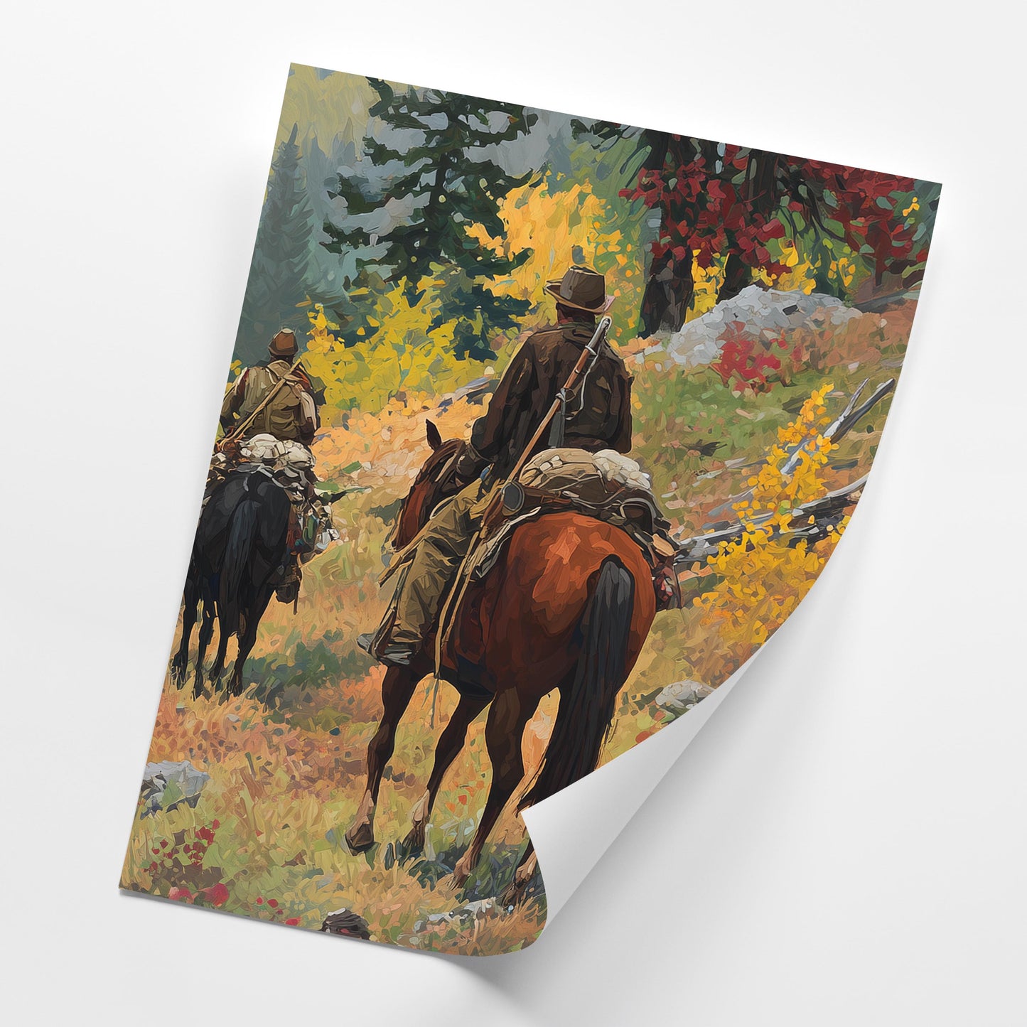 Cowboy Western Wall Art Set of 3 Poster Prints A2 A3 A4 A5, Horse Riders Mountain Landscape Rustic Ranch Decor