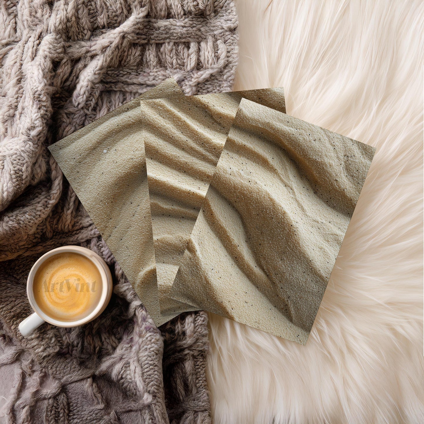 Neutral Sand Dunes Triptych Wall Art Set of 3 | Beige Minimal Texture Prints | Modern Coastal Boho Wall Decor | 3 Panel Art