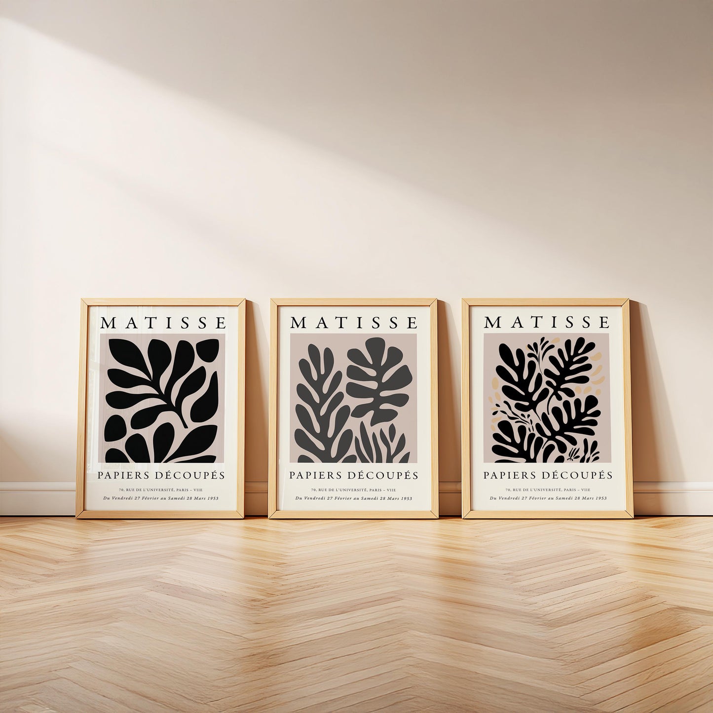 Matisse Inspired Wall Art Set of 3, Abstract Botanical Prints, Modern Minimal Gallery Poster Artwork, Living Room Home Decor