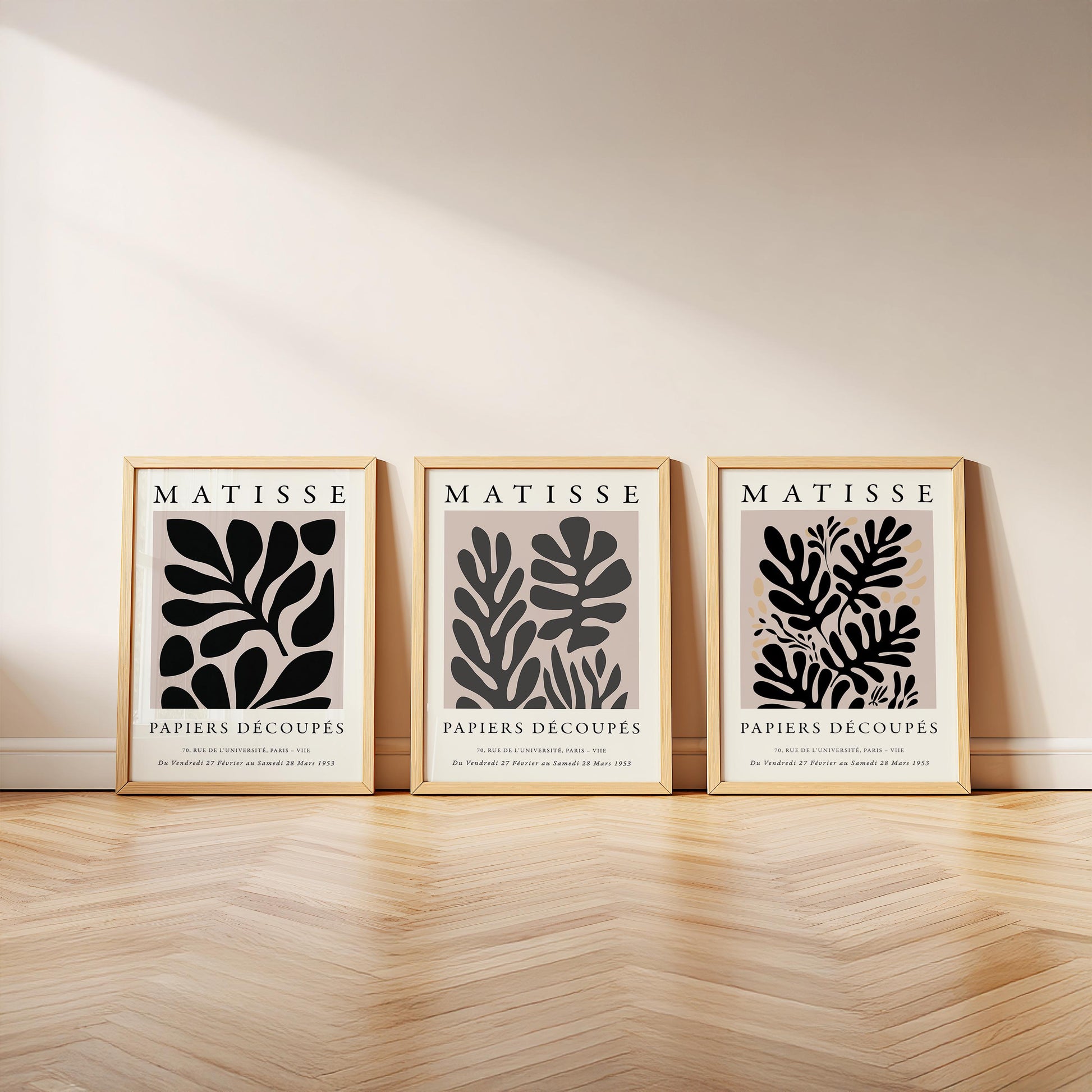 Matisse Inspired Wall Art Set of 3, Abstract Botanical Prints, Modern Minimal Gallery Poster Artwork, Living Room Home Decor