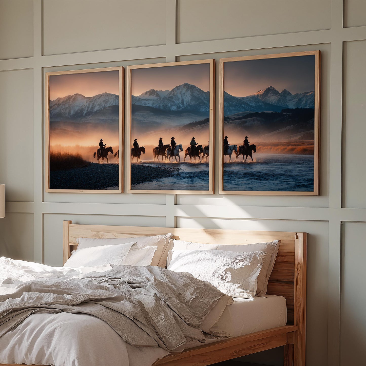 Western Cowboy Wall Art Set of 3 Poster Prints A2 A3 A4 A5, Horse Riders Sunset Landscape Country Decor Rustic Art