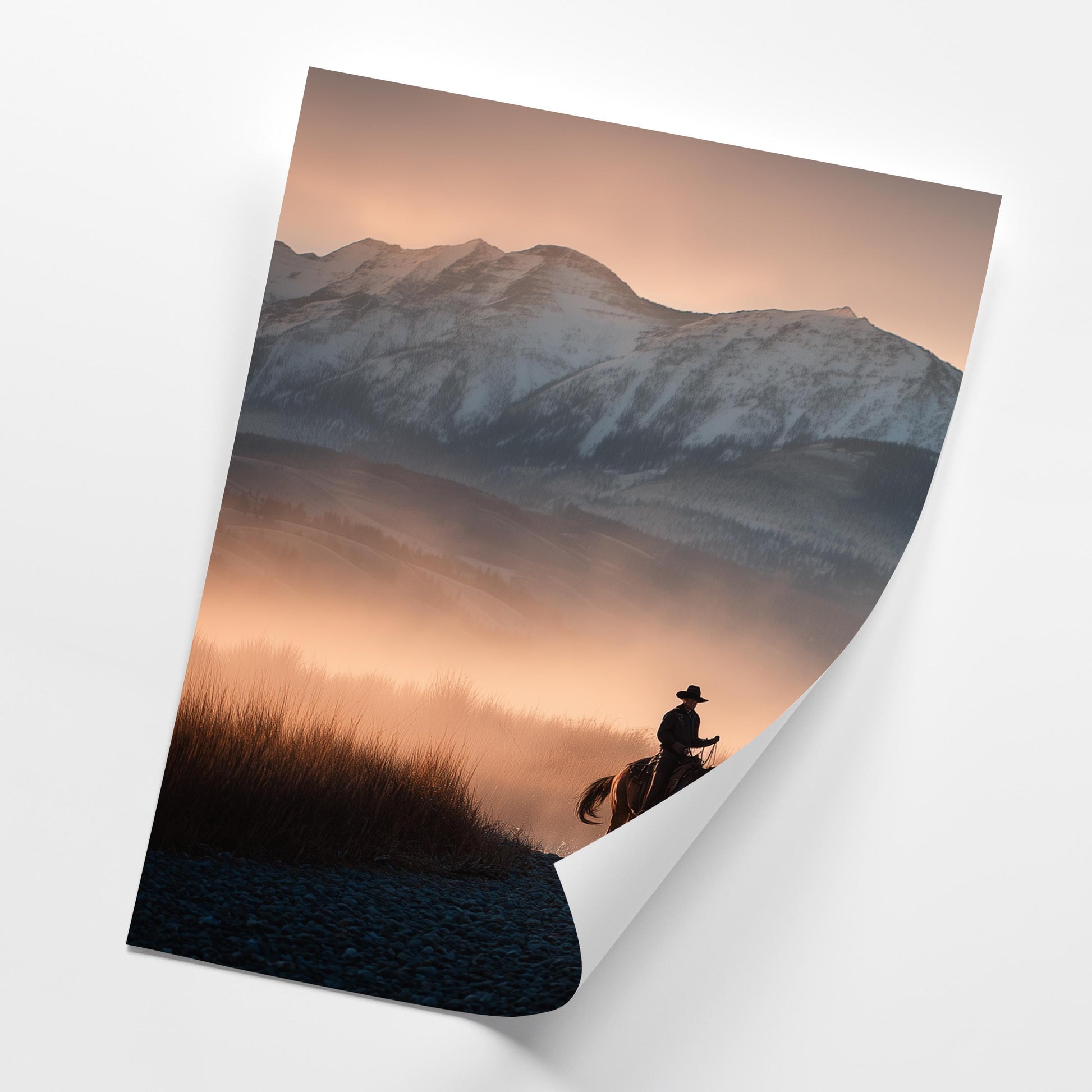 Western Cowboy Wall Art Set of 3 Poster Prints A2 A3 A4 A5, Horse Riders Sunset Landscape Country Decor Rustic Art