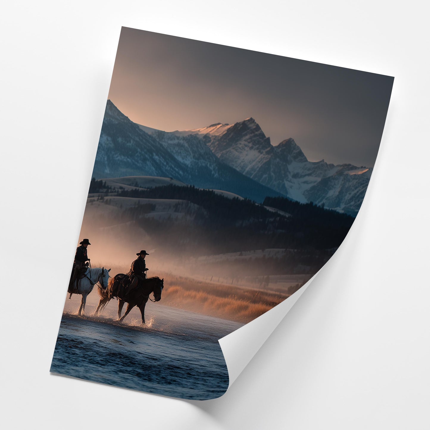 Western Cowboy Wall Art Set of 3 Poster Prints A2 A3 A4 A5, Horse Riders Sunset Landscape Country Decor Rustic Art