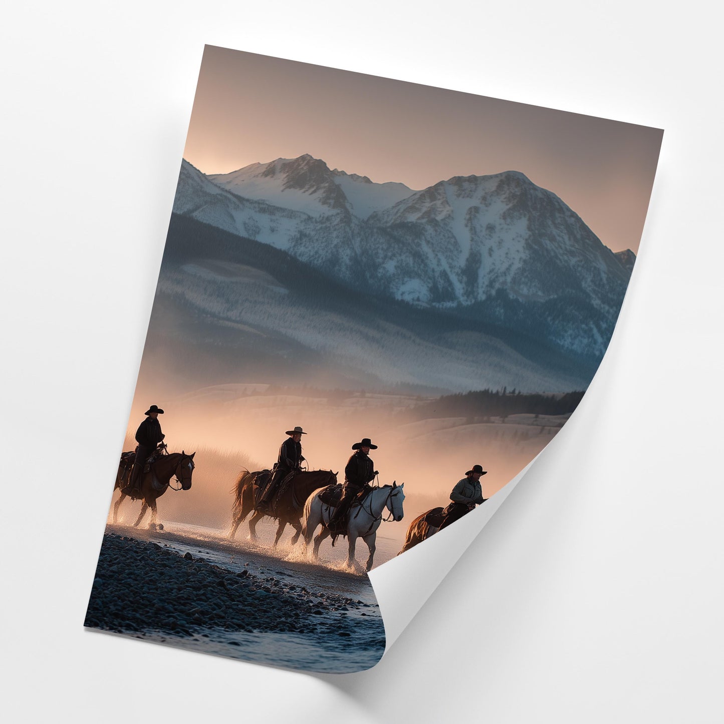 Western Cowboy Wall Art Set of 3 Poster Prints A2 A3 A4 A5, Horse Riders Sunset Landscape Country Decor Rustic Art