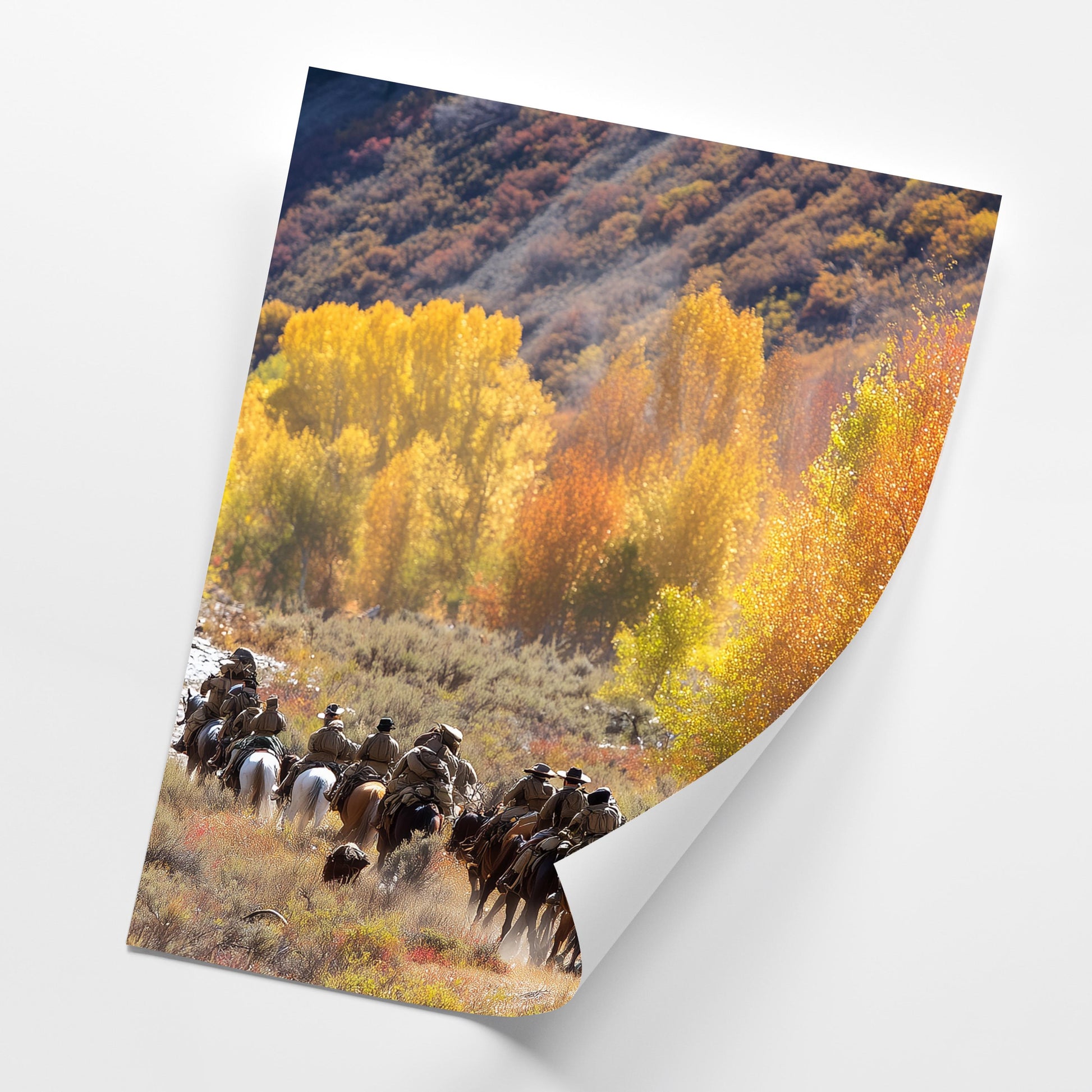 Western Cowboy Wall Art Set of 3 Poster Prints A2 A3 A4 A5, Horse Riders Autumn Landscape Ranch Decor Rustic Art