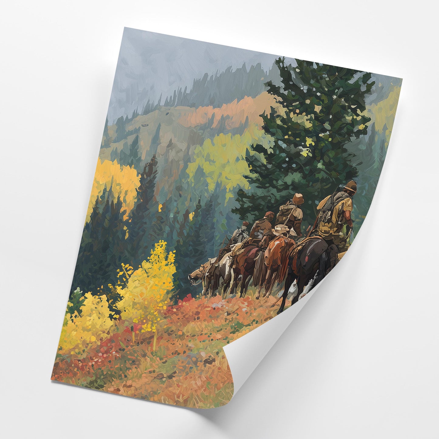 Cowboy Western Wall Art Set of 3 Poster Prints A2 A3 A4 A5, Horse Riders Mountain Landscape Rustic Ranch Decor