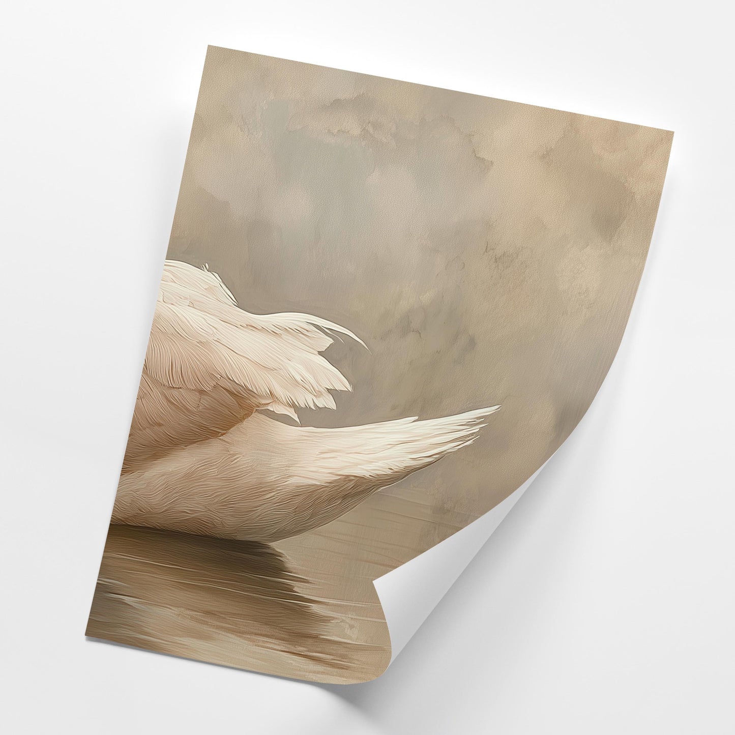 Neutral Swan Wall Art Set of 3, Minimal Beige Bird Print Trio, Elegant Framed Nature Decor, Dining Room Living Room Wall Artwork